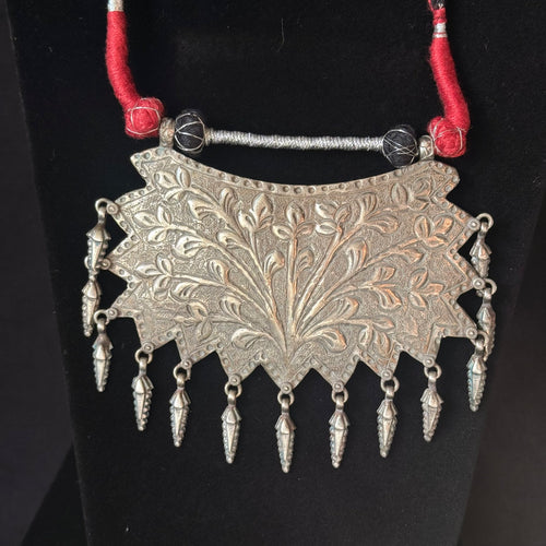 Sunburst Shield Fringe Necklace