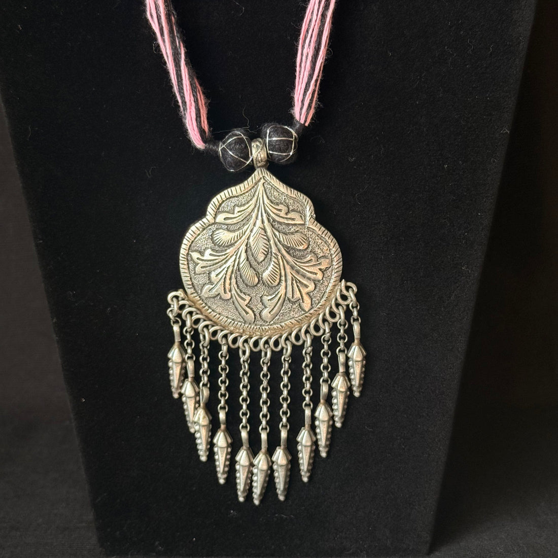 Botanical Teardrop Chain-Fringe Necklace