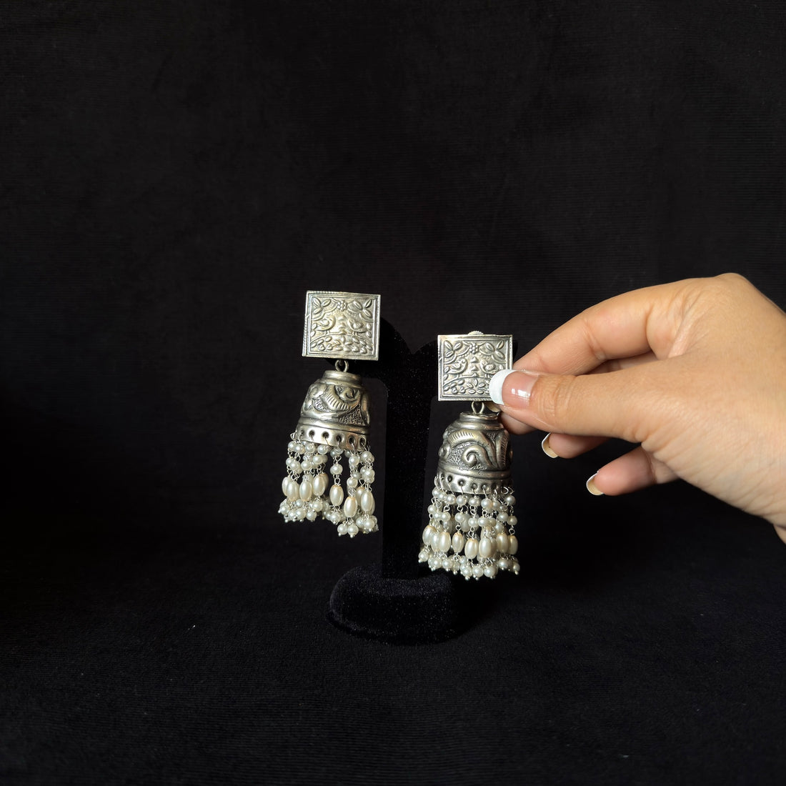 Square Jhumka Cascade Earrings