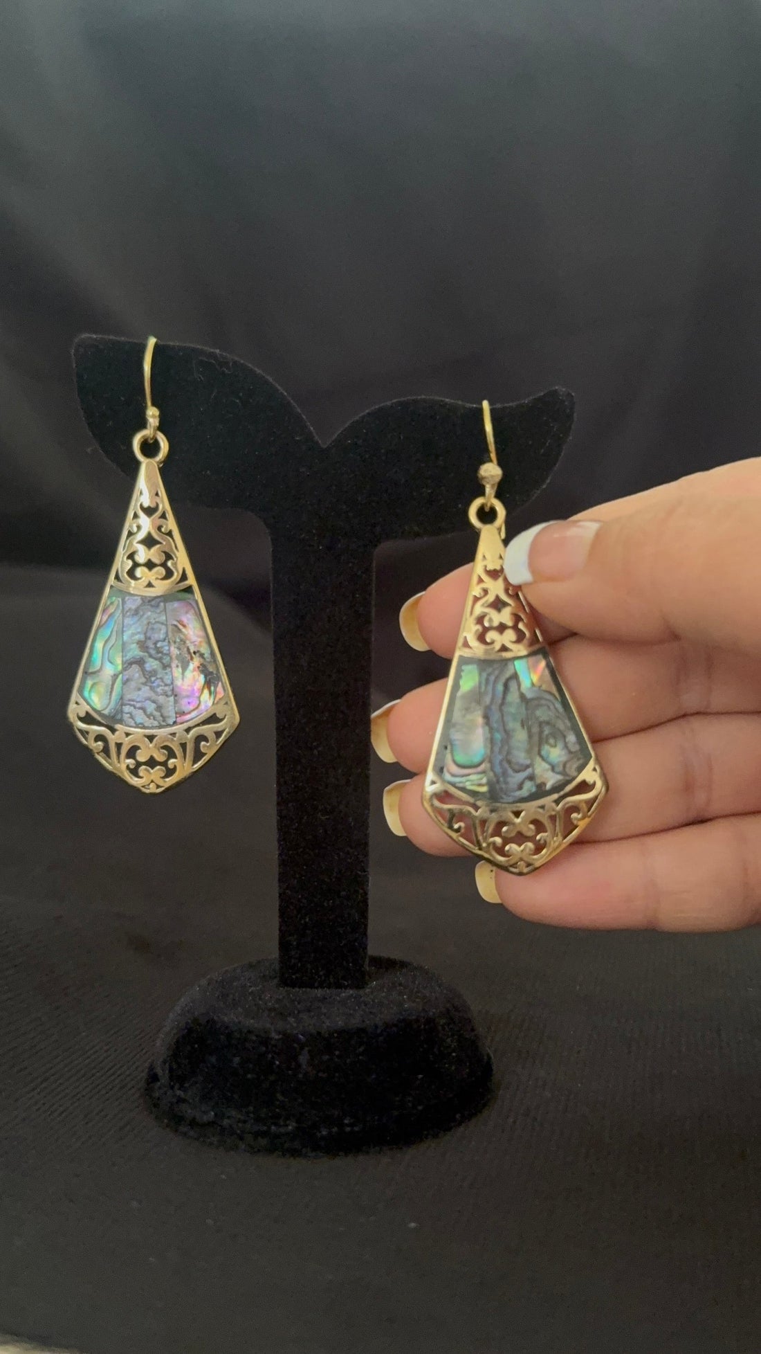 Ornate Abalone Teardrop Earrings
