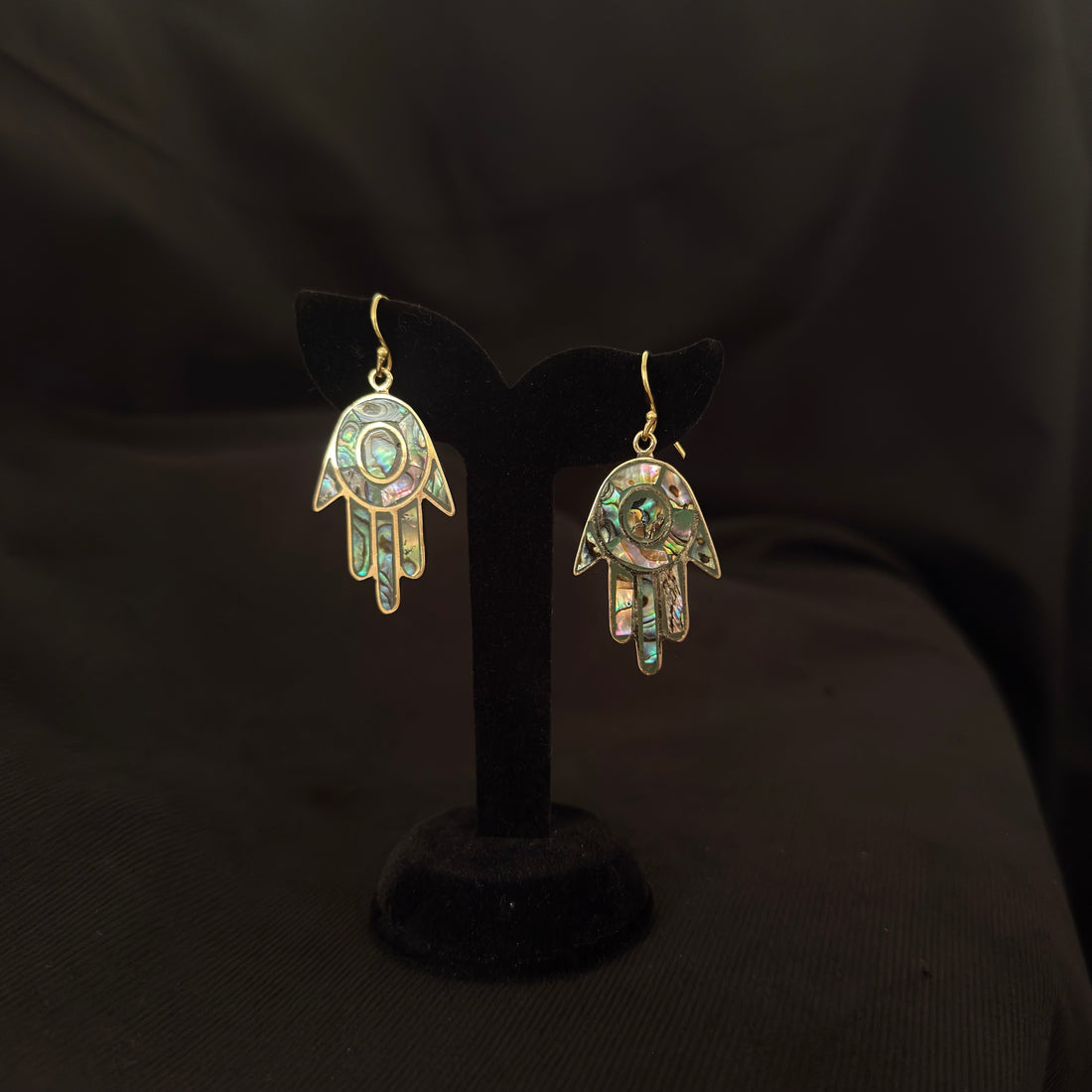 Abalone Hamsa Drop Earrings