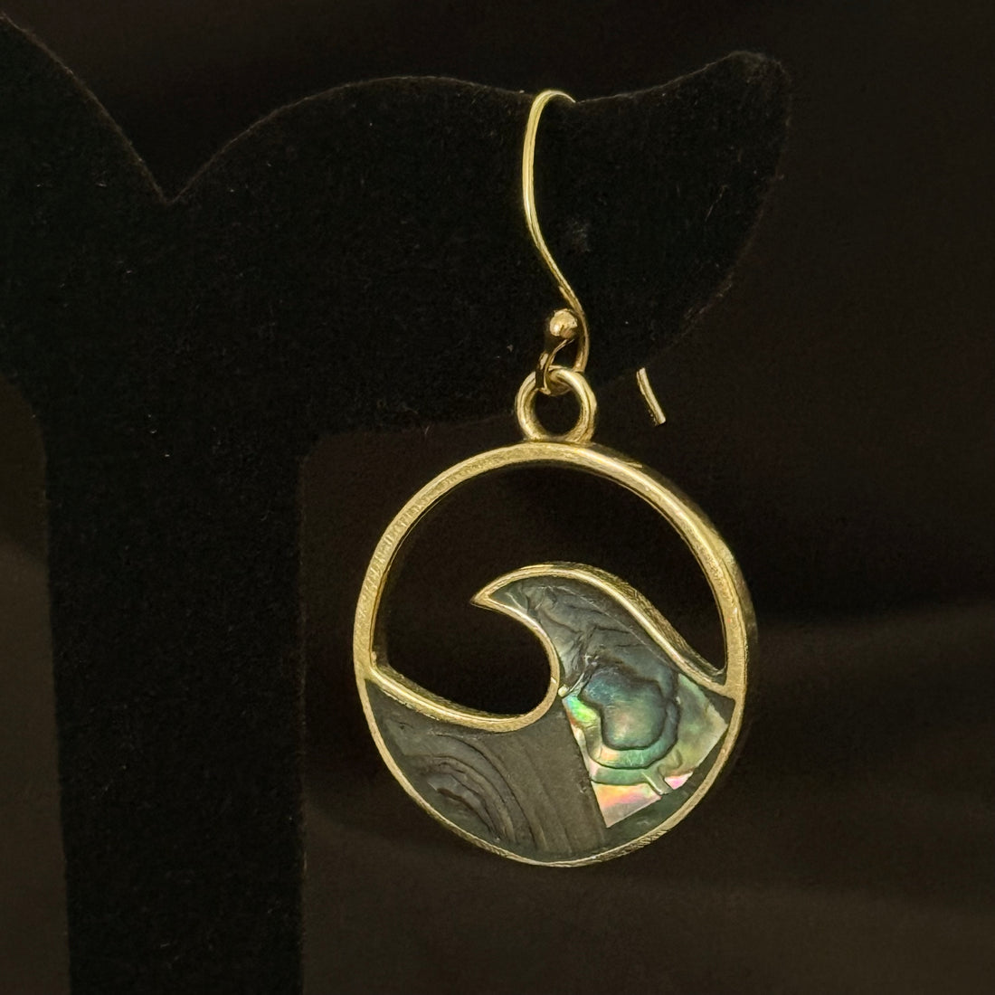 Abalone Wave Circle Earrings