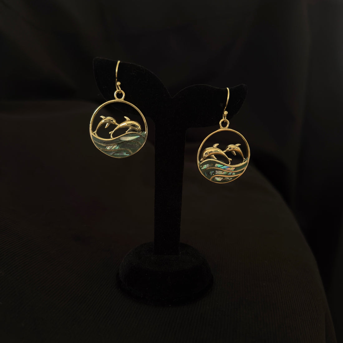 Abalone Dolphin Wave Earrings