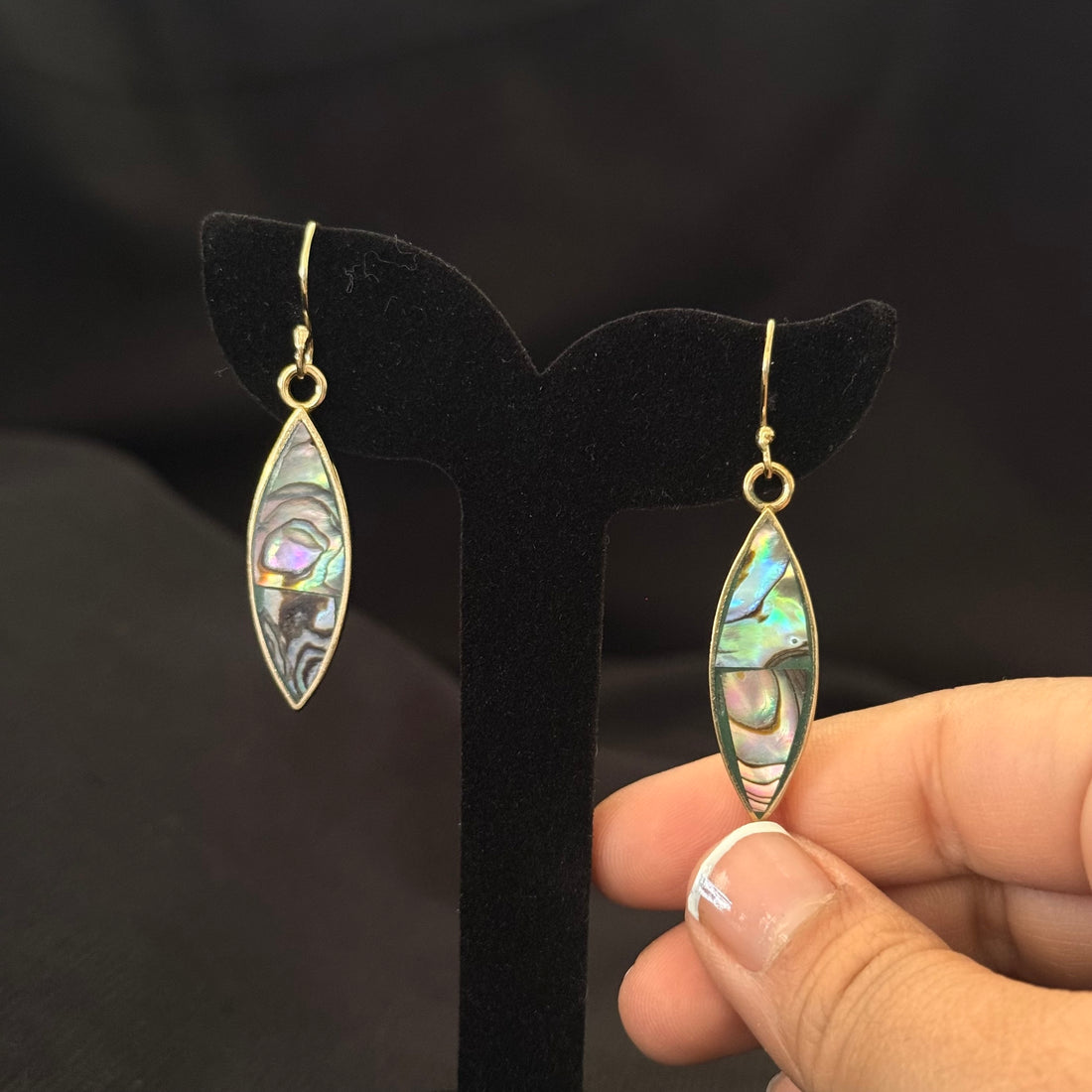 Abalone Marquise Leaf Earrings