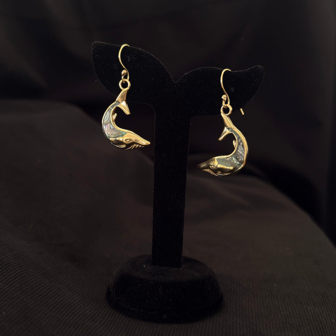 Abalone Shark Crescent Earrings