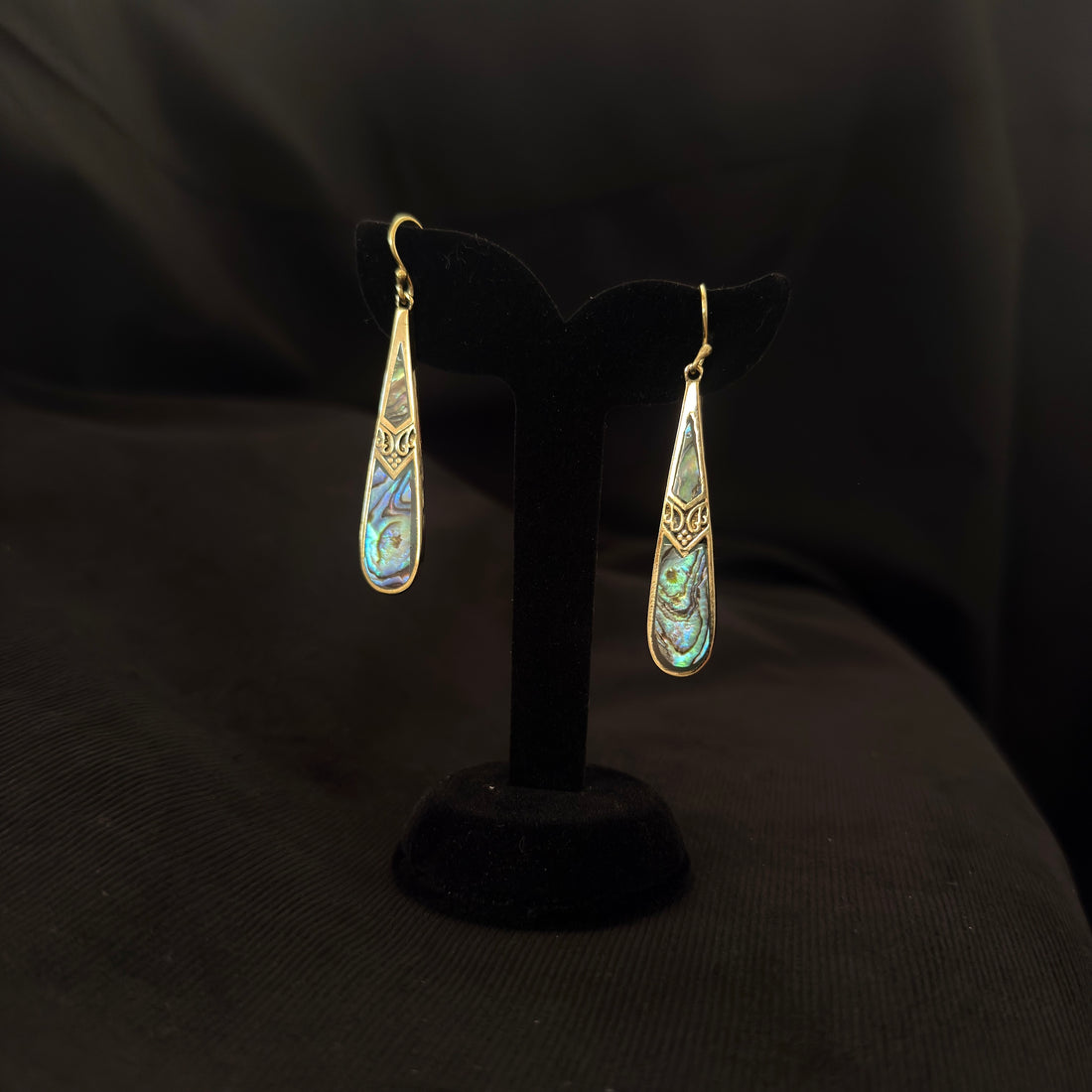 Double-Panel Abalone Teardrop Earrings