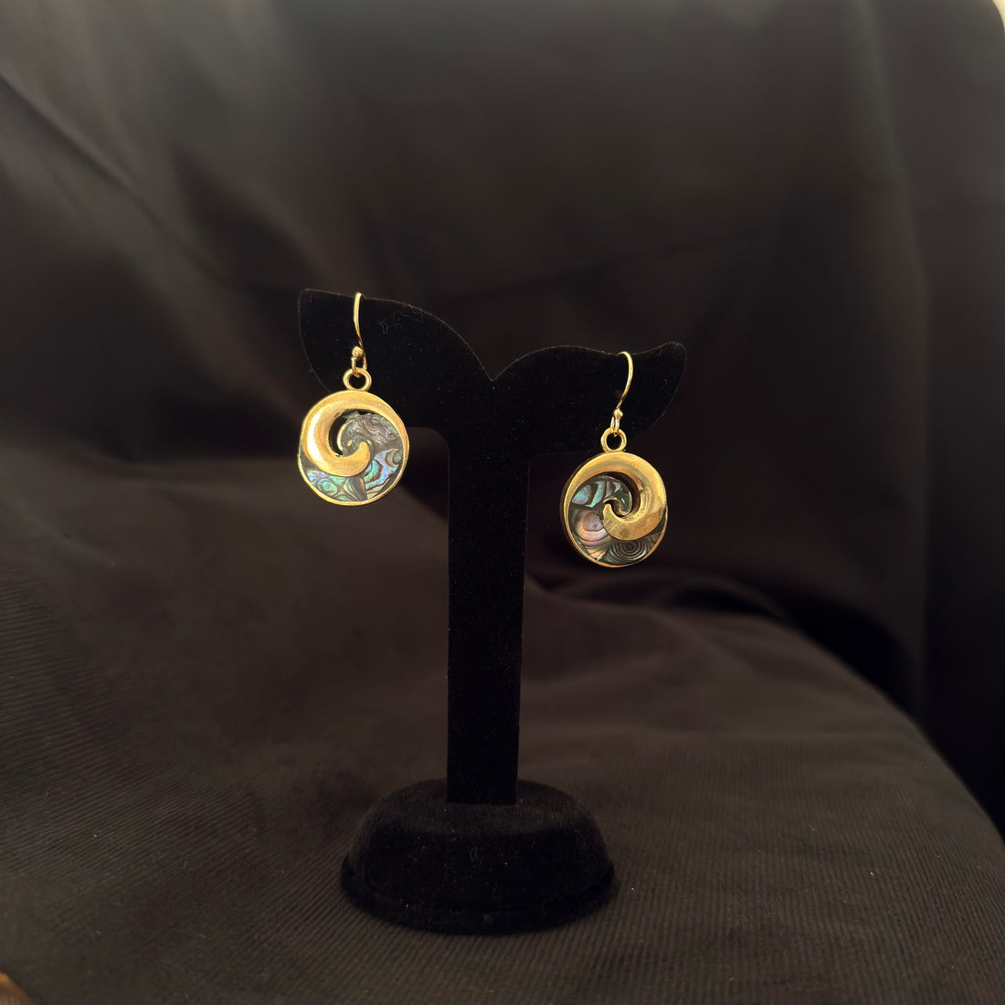 Abalone Spiral Circle Earrings