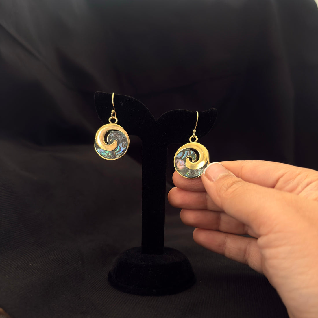 Abalone Spiral Circle Earrings