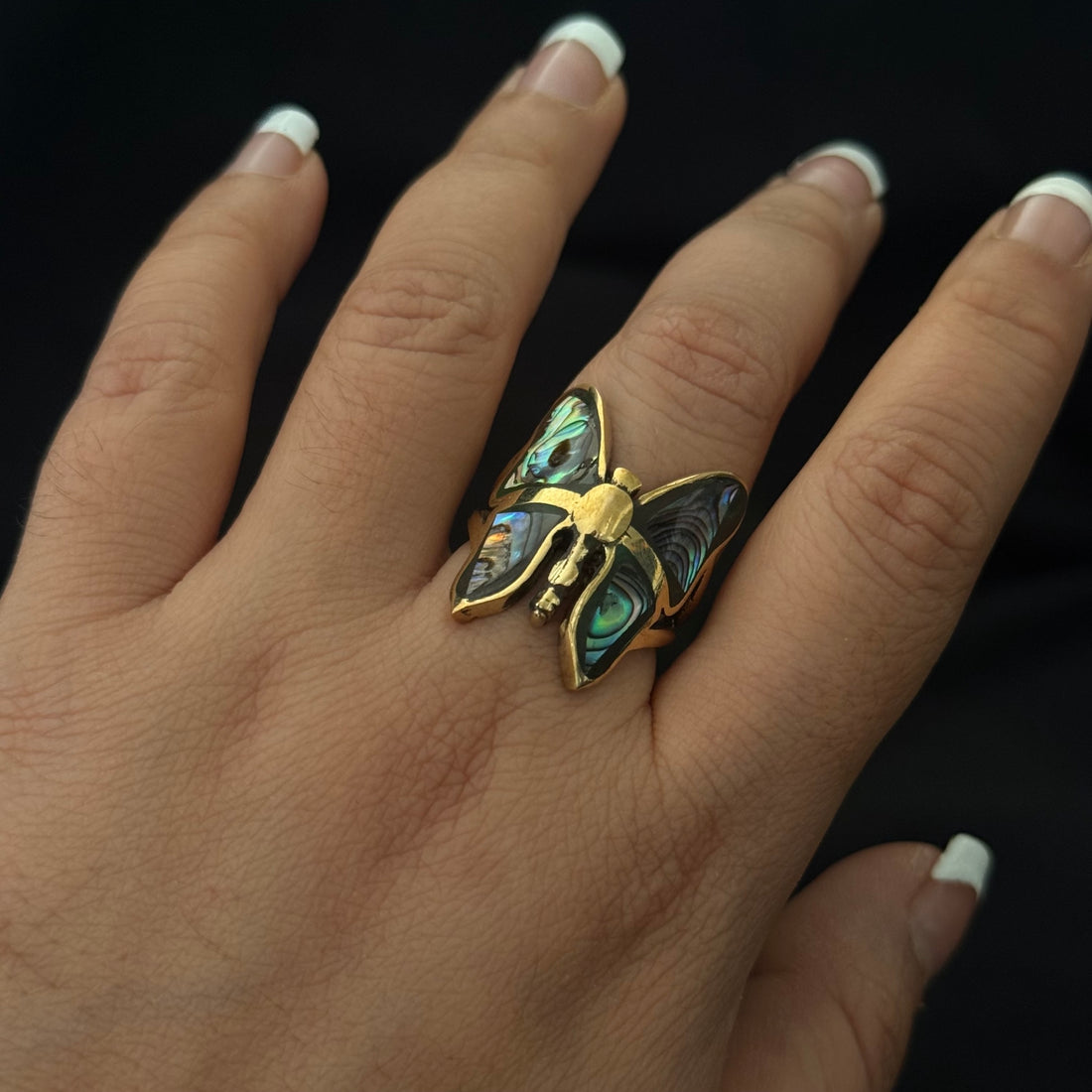 Abalone Butterfly Statement Ring