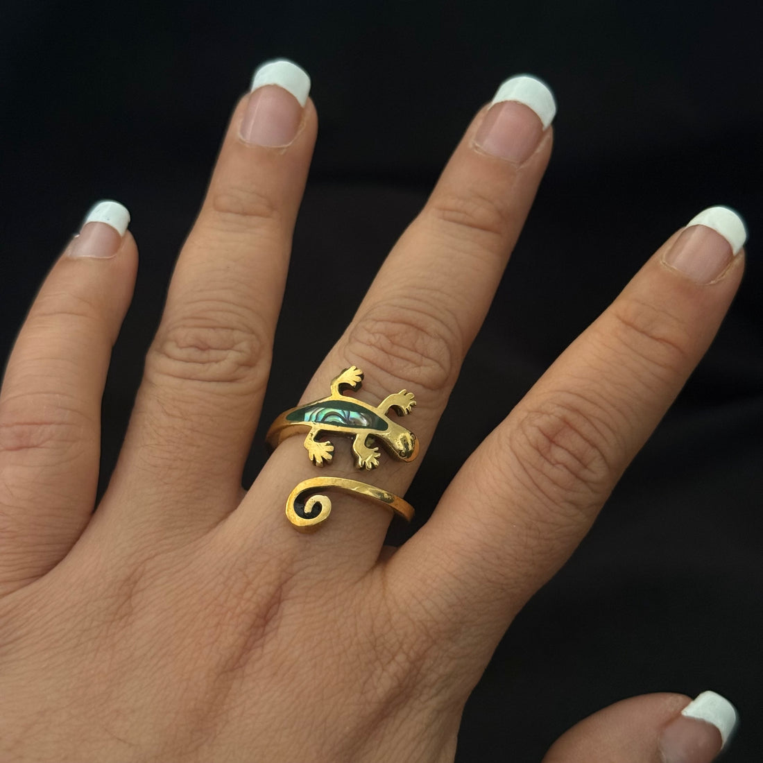 Abalone Lizard Wrap Ring