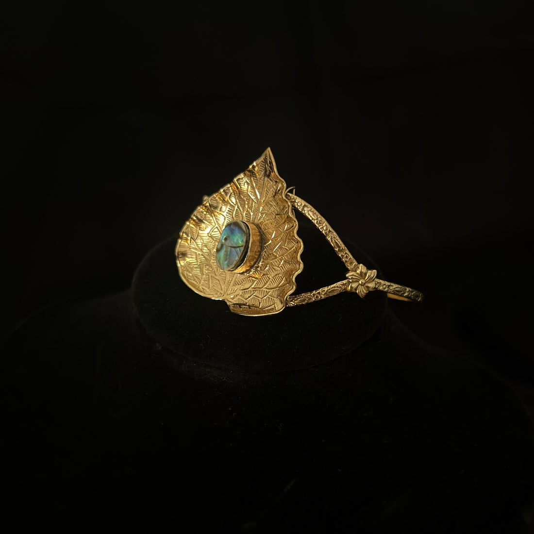 Abalone Leaf Relief Cuff Bracelet