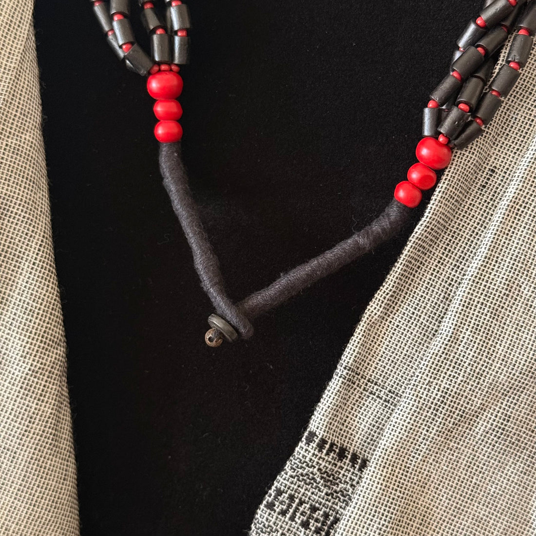 Black & Red Mosaic Pendant Necklace