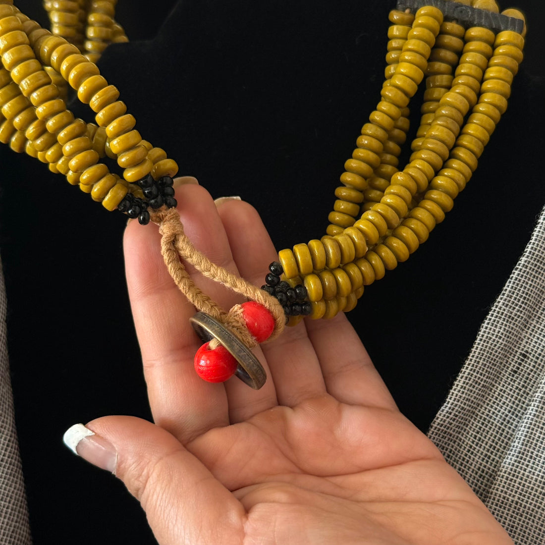 Naga Mustard Multistrand Long Necklace
