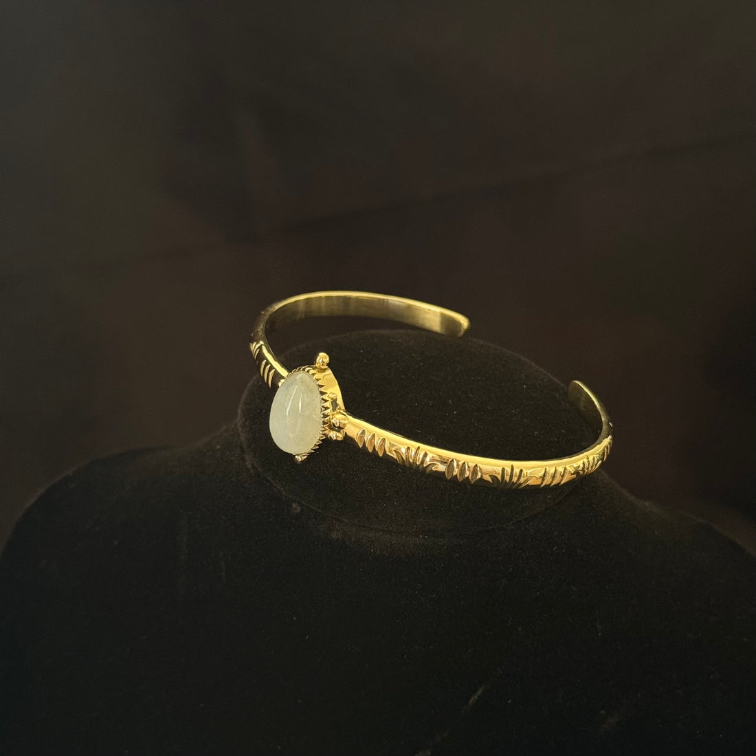 White Iridescent Stone Cuff