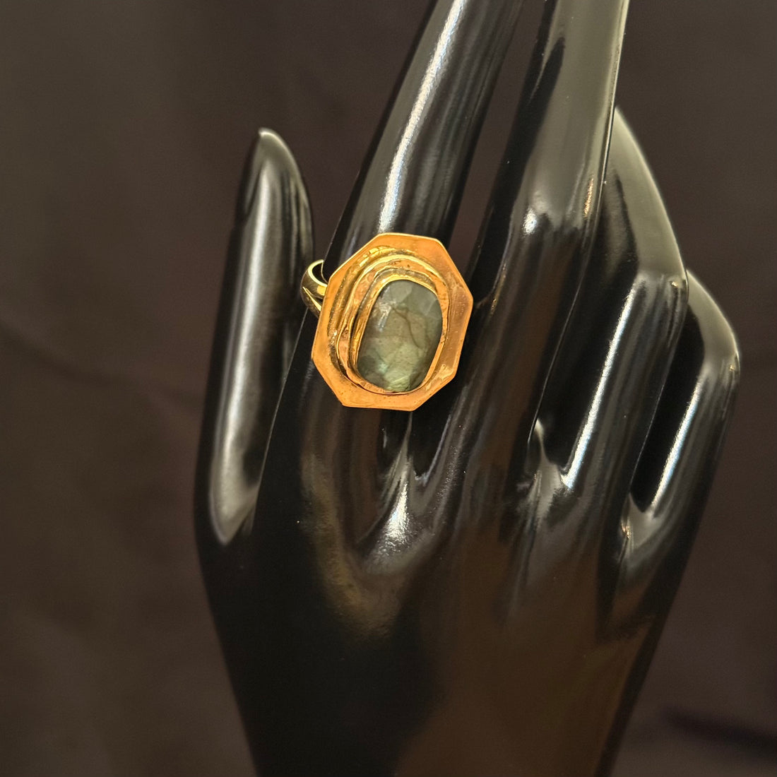Green Stone Geo Ring