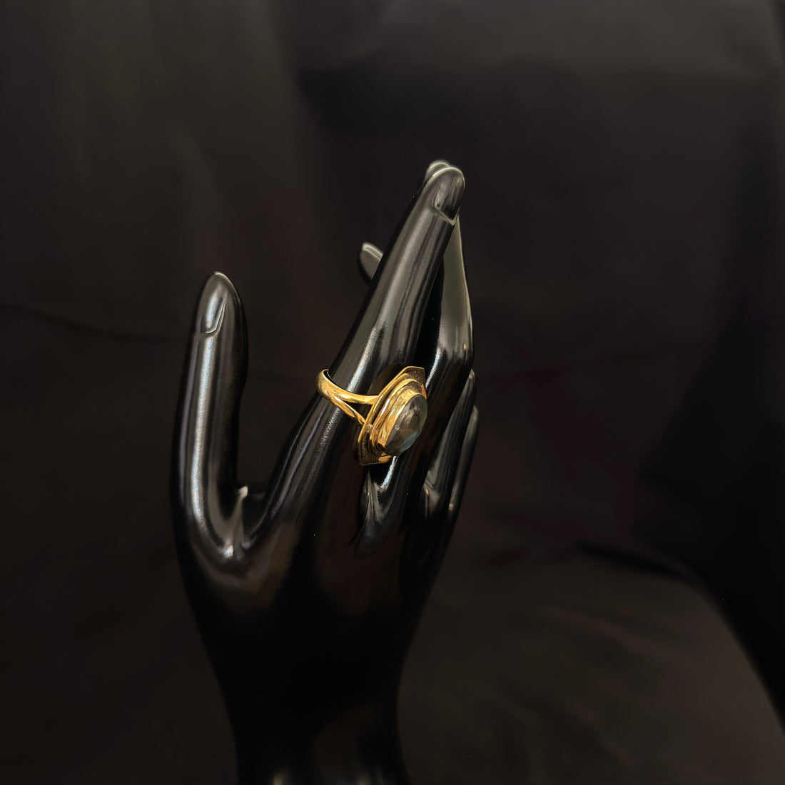 Green Stone Geo Ring