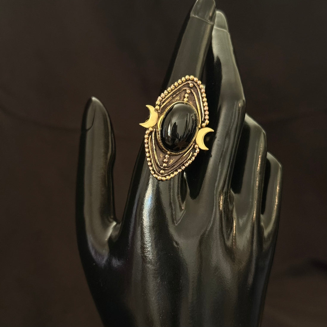 Black Stone Lunar Ring