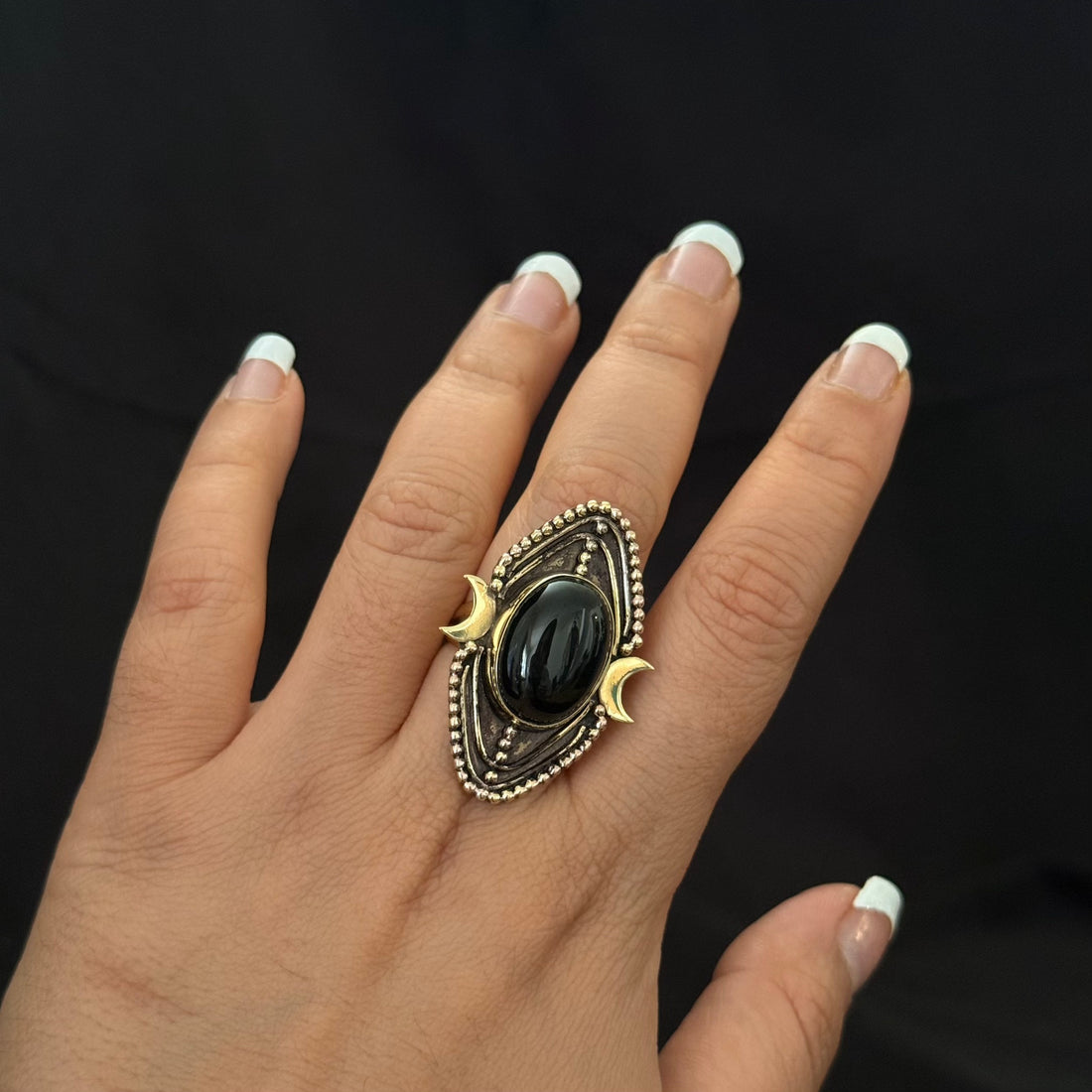 Black Stone Lunar Ring