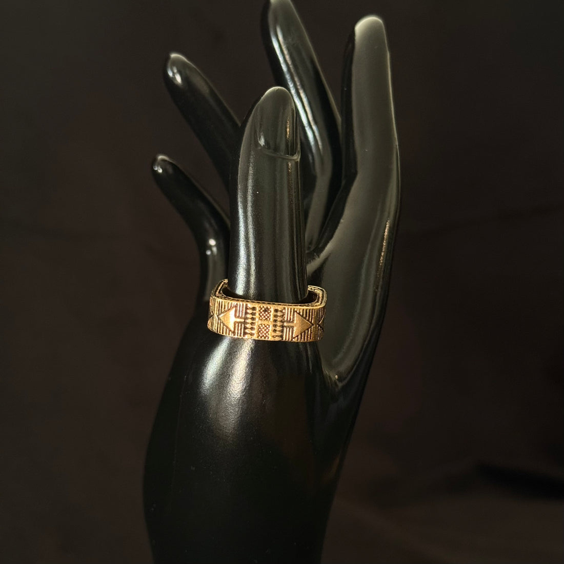 Etched Geometric Thumb Ring