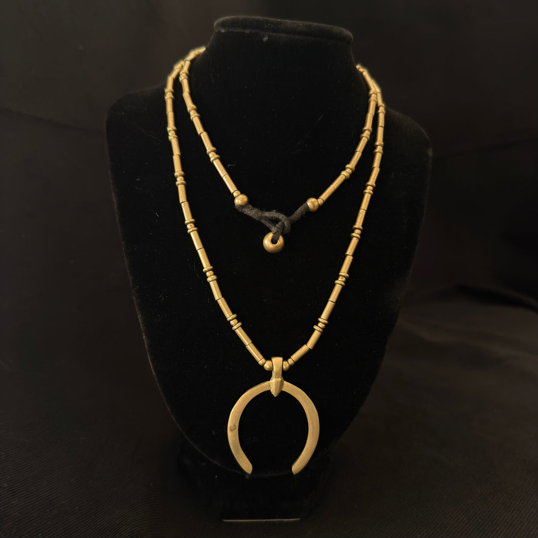Layered Crescent Brass Necklace