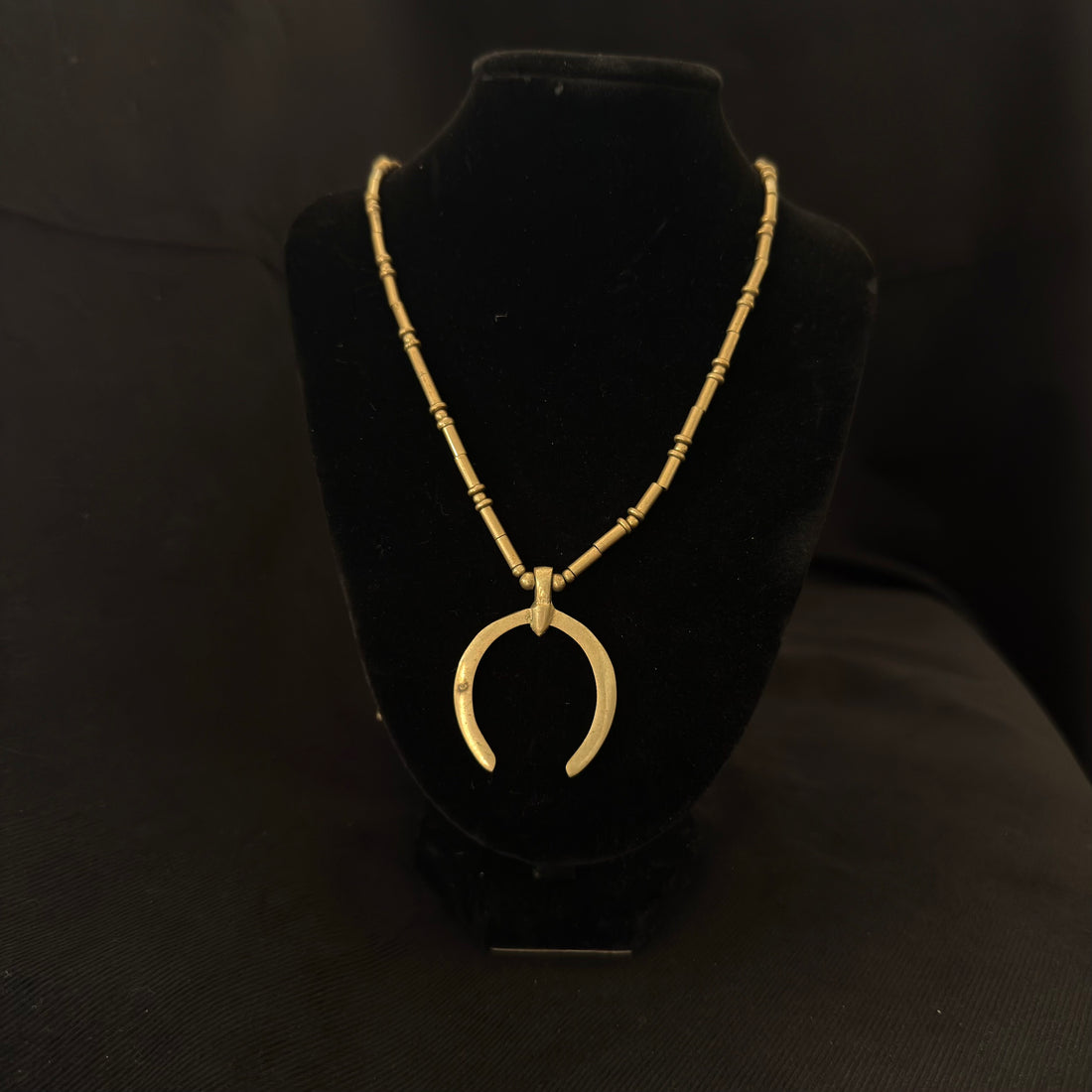 Layered Crescent Brass Necklace