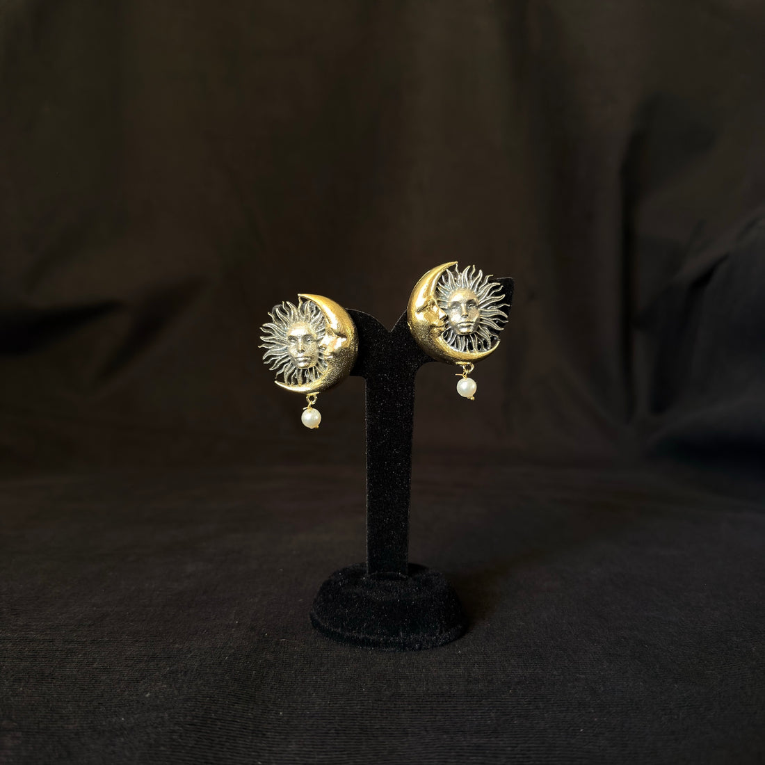 Sun & Moon Pearl Studs