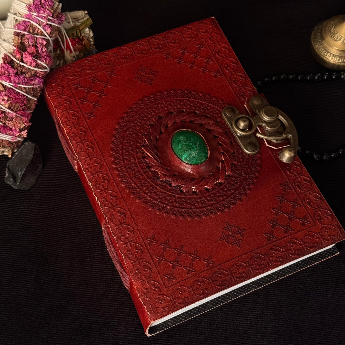 Malachite Stone Leather Journal