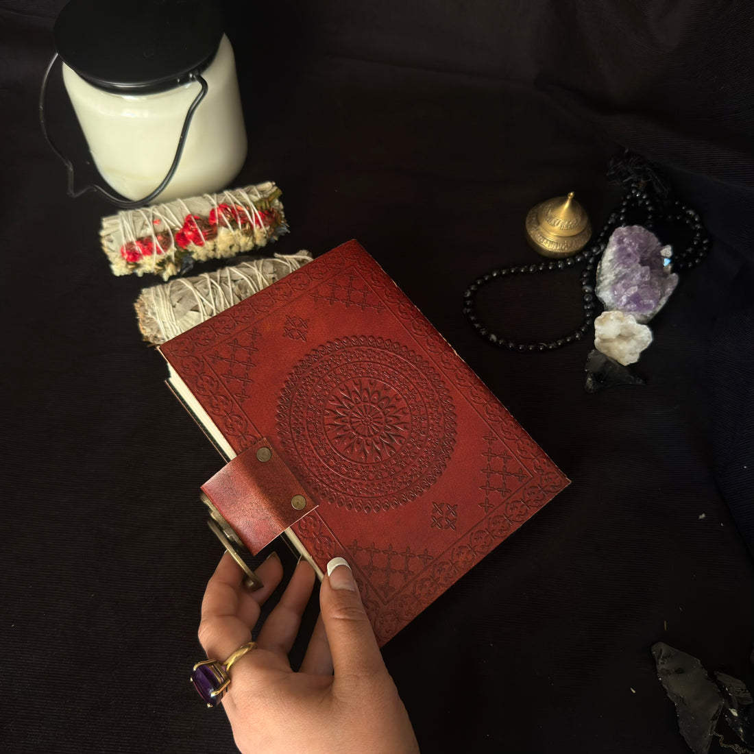 Malachite Stone Leather Journal
