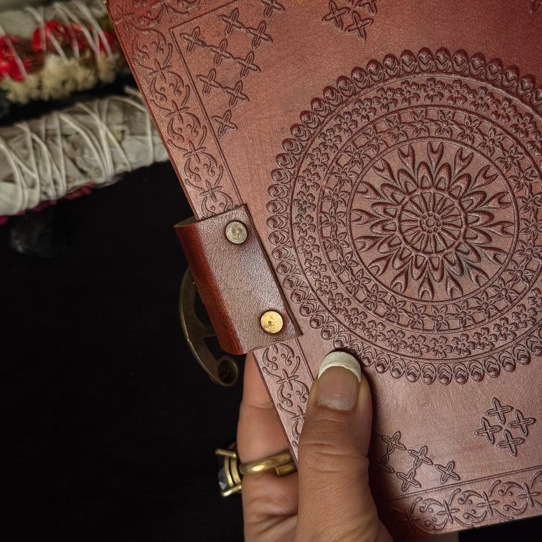 Malachite Stone Leather Journal
