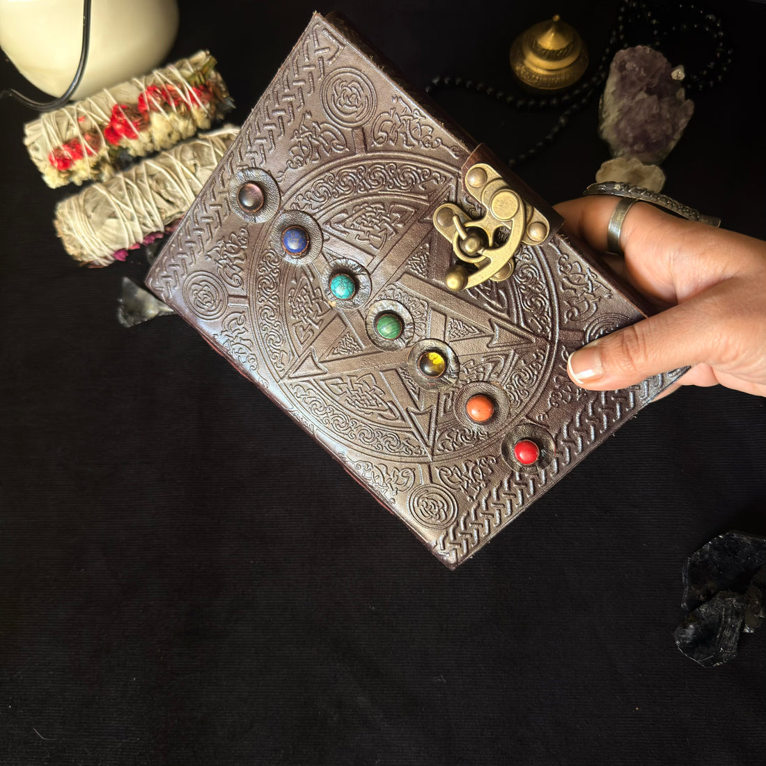 Seven Stone Chakra Leather Journal