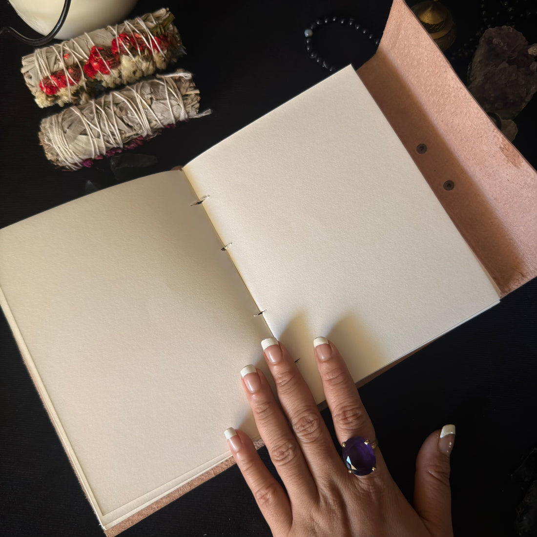 Turquoise Double Moon Leather Journal