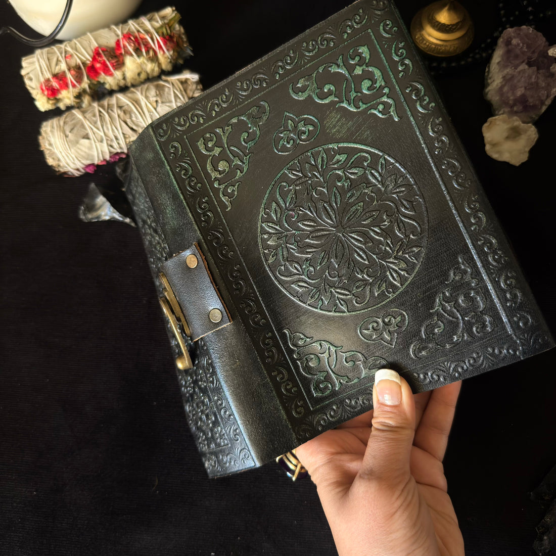 Turquoise Double Moon Leather Journal
