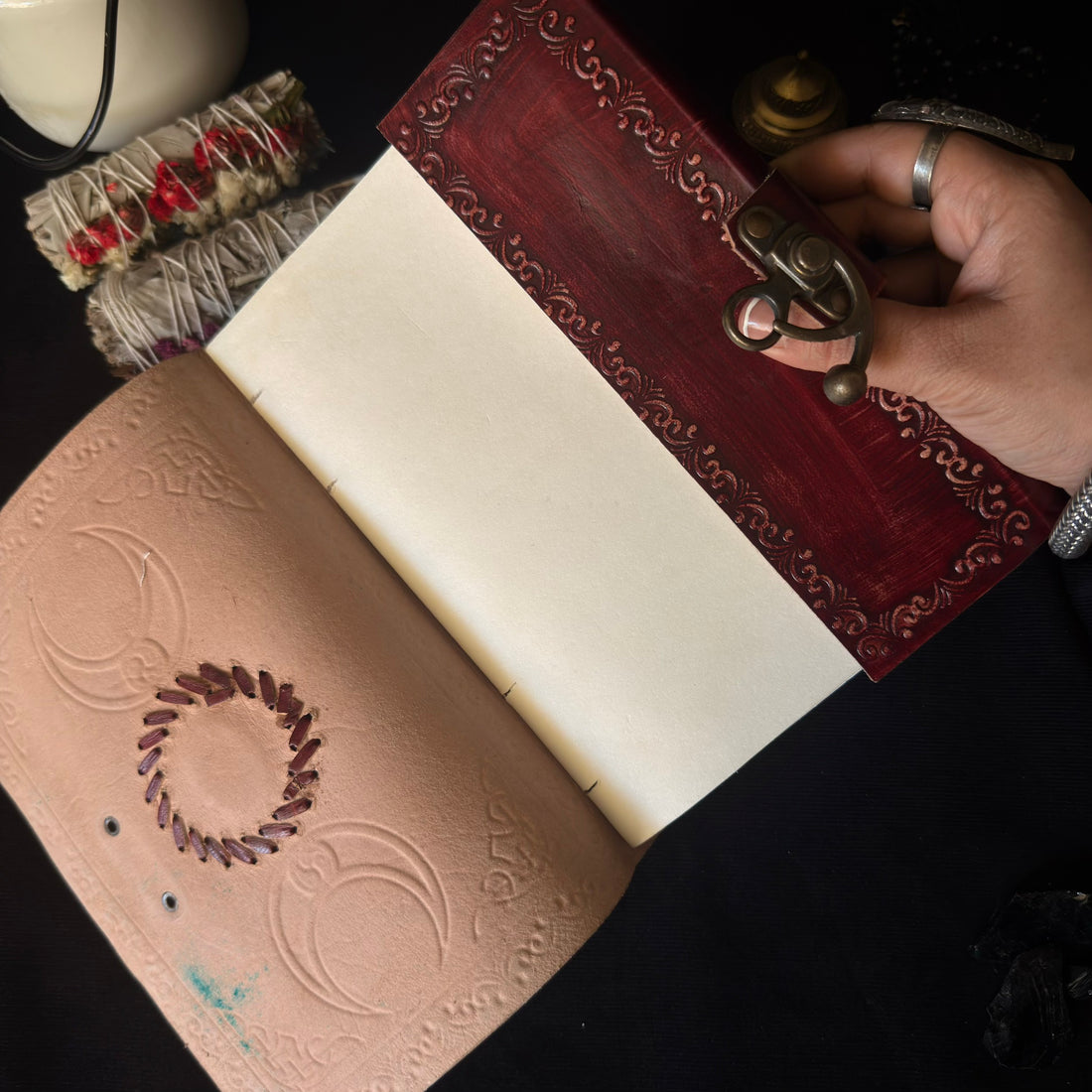 Tiger’s Eye Double Moon Leather Journal
