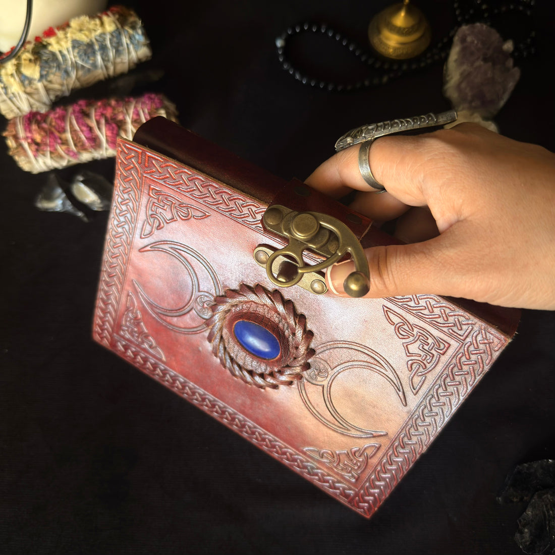 Lapis Blue Double Moon Leather Journal