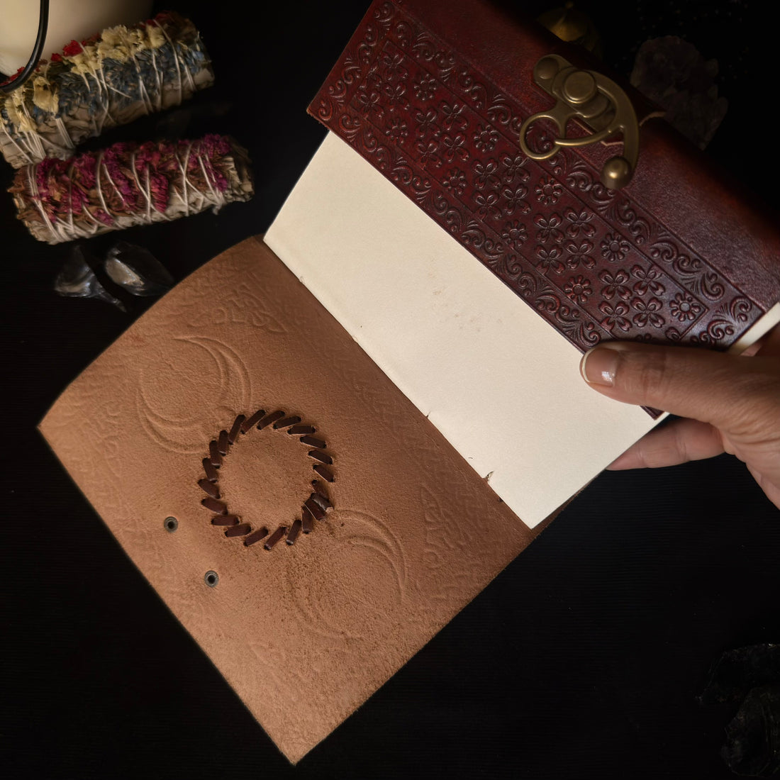 Lapis Blue Double Moon Leather Journal