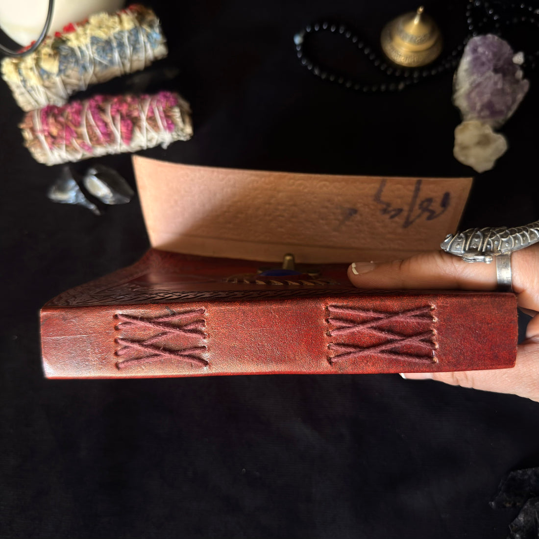 Lapis Blue Double Moon Leather Journal