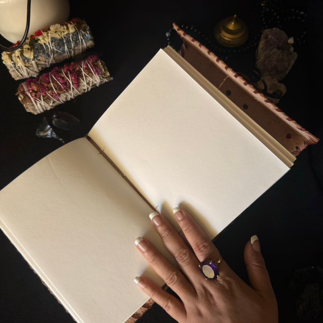 Golden Stone Floral Leather Journal