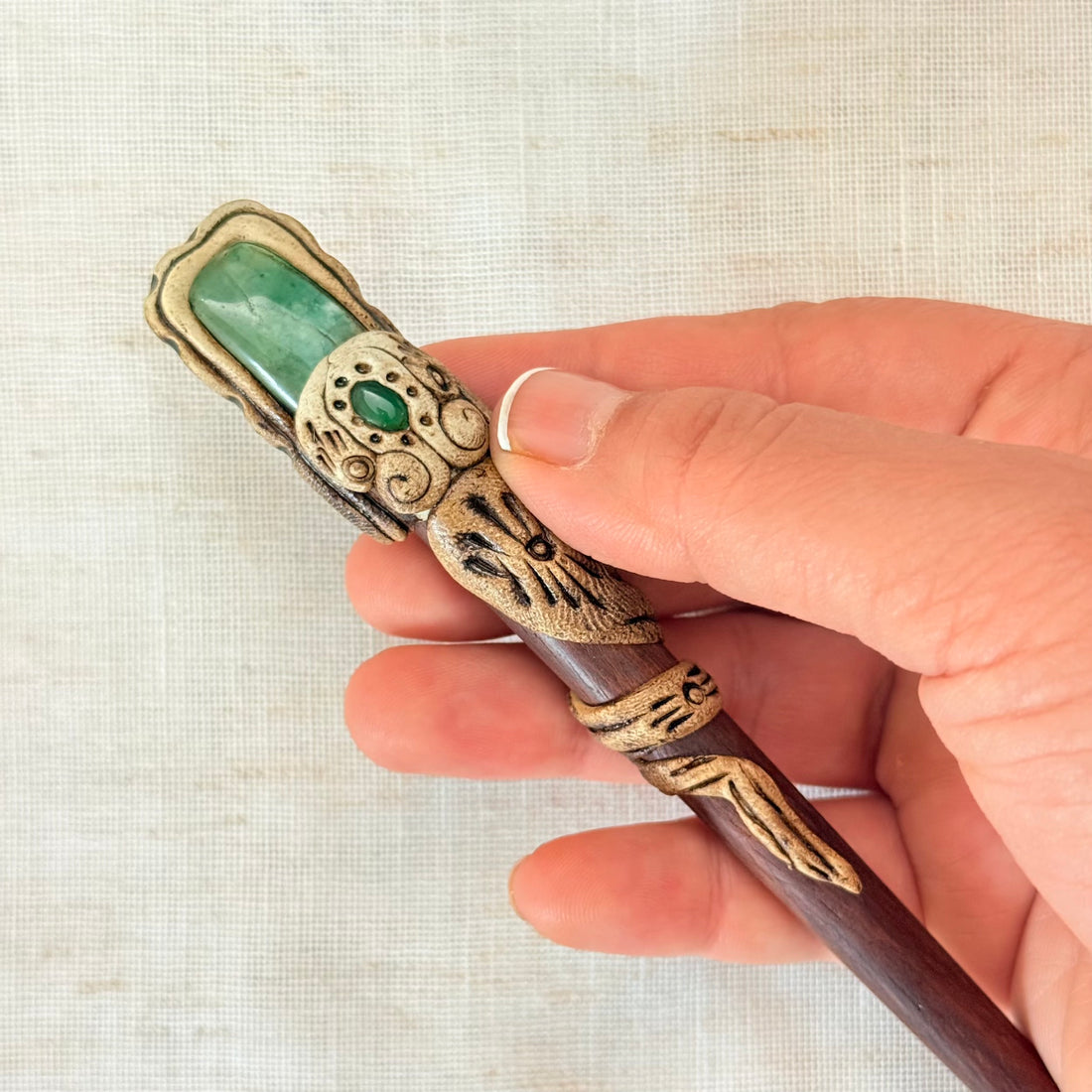 Green Stone Hair Stick