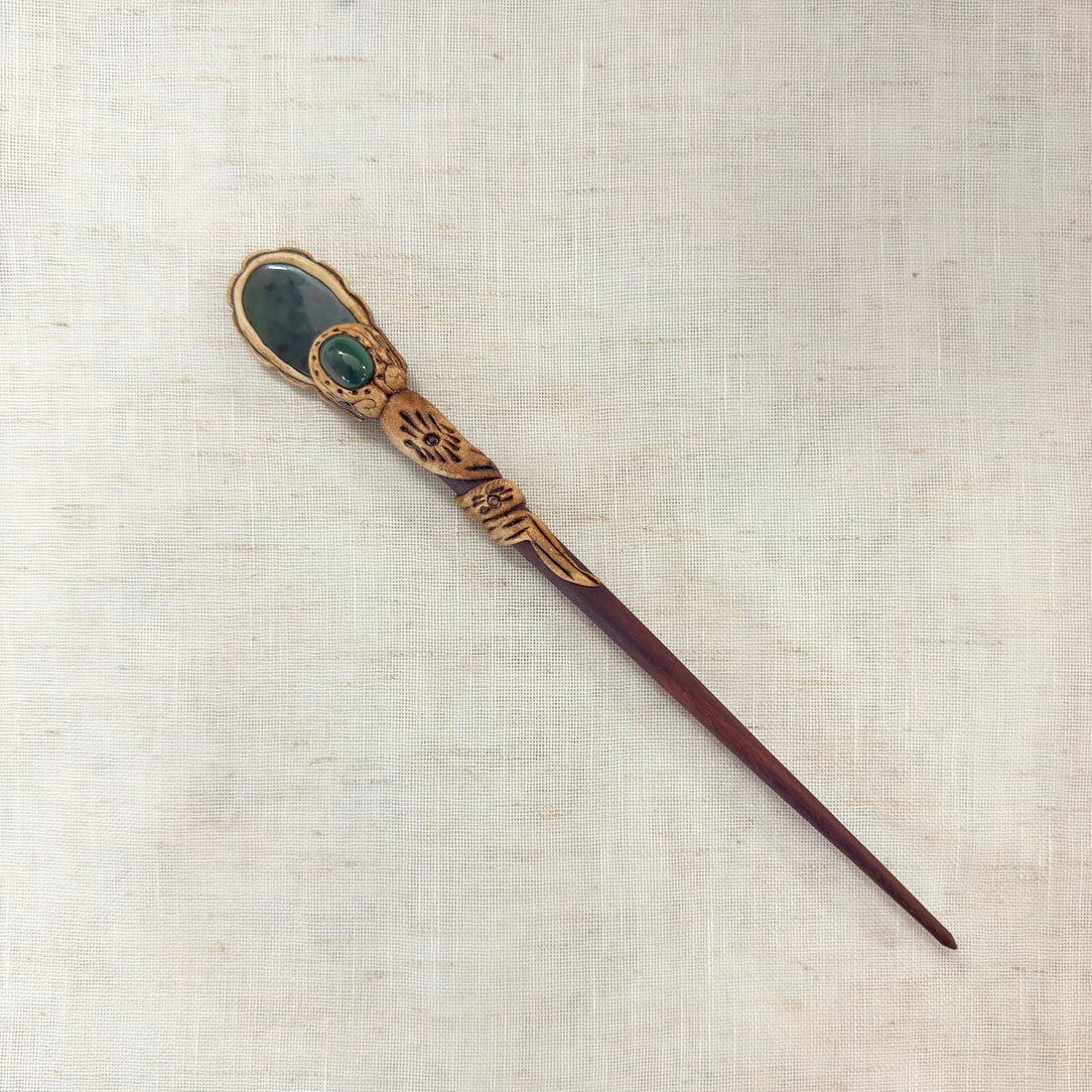 Green Aventurine New Wooden Hair Stick