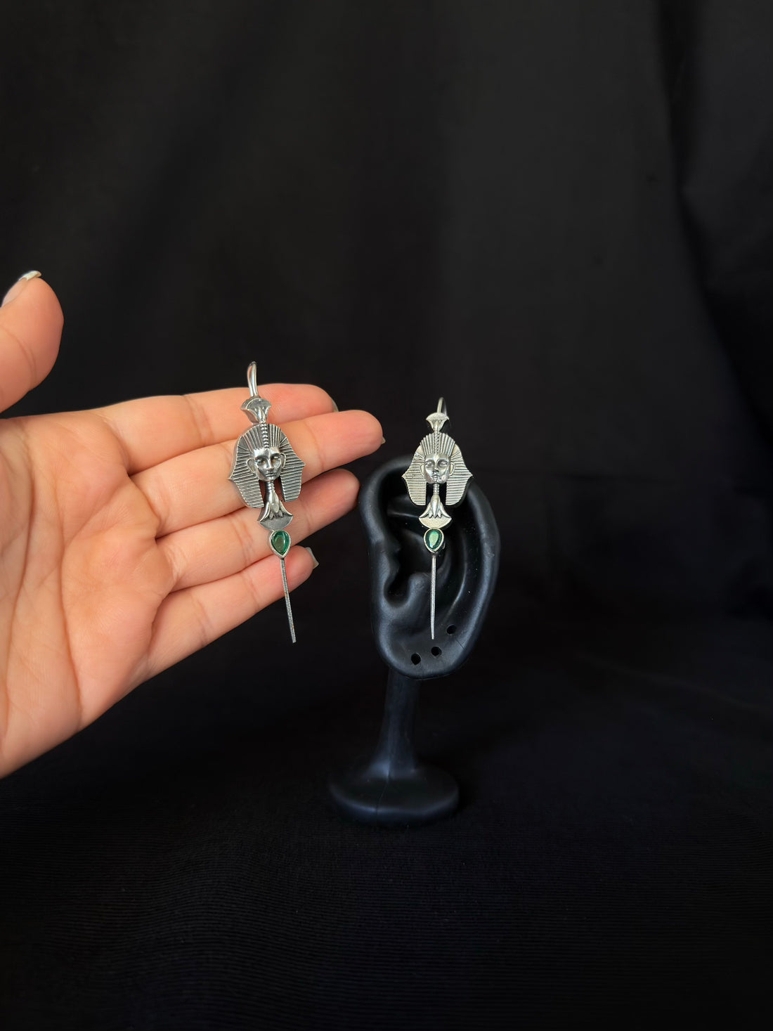 Pharaoh Green Stone Drop Earrings