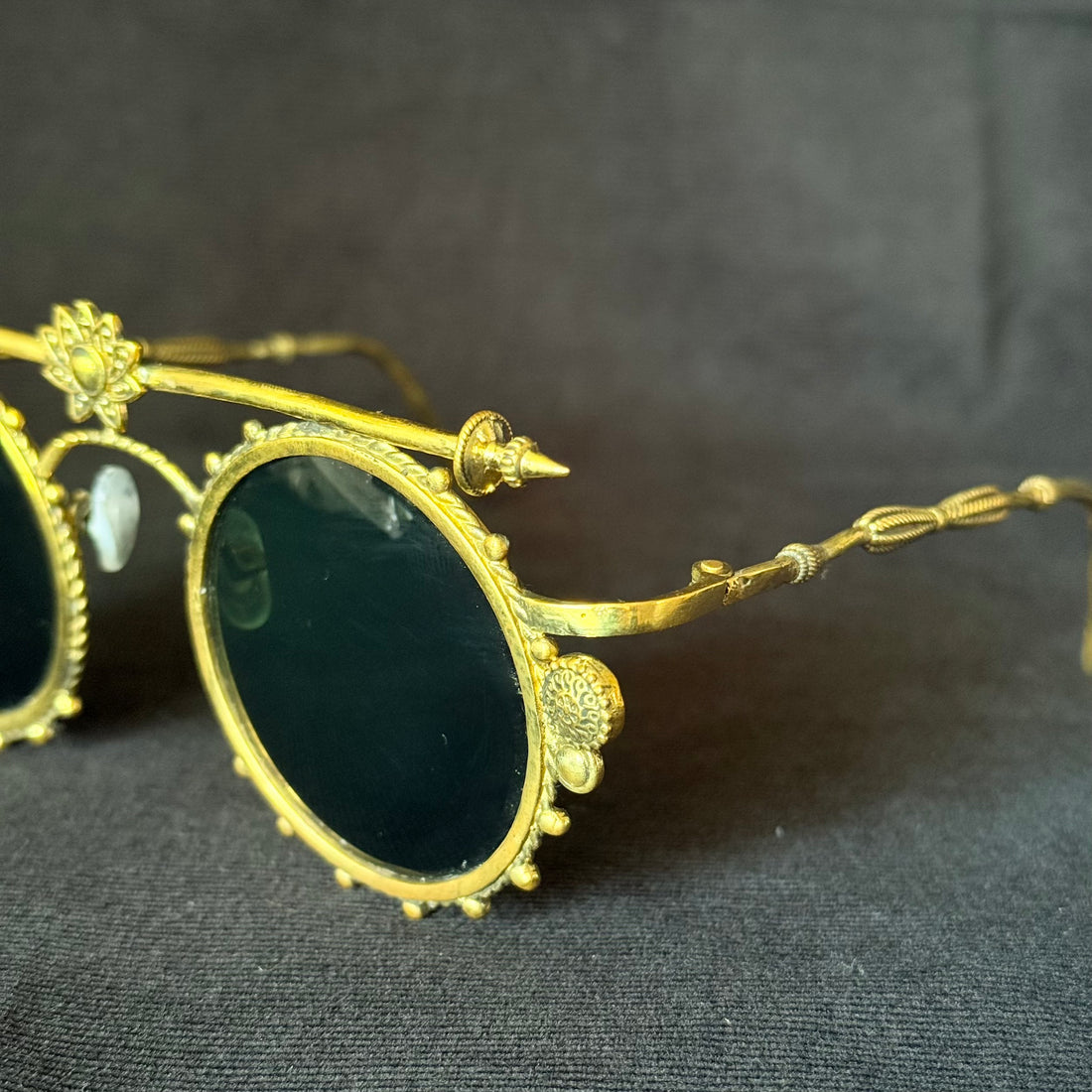 Lotus Bar Round Sunglasses — Brass-Tone