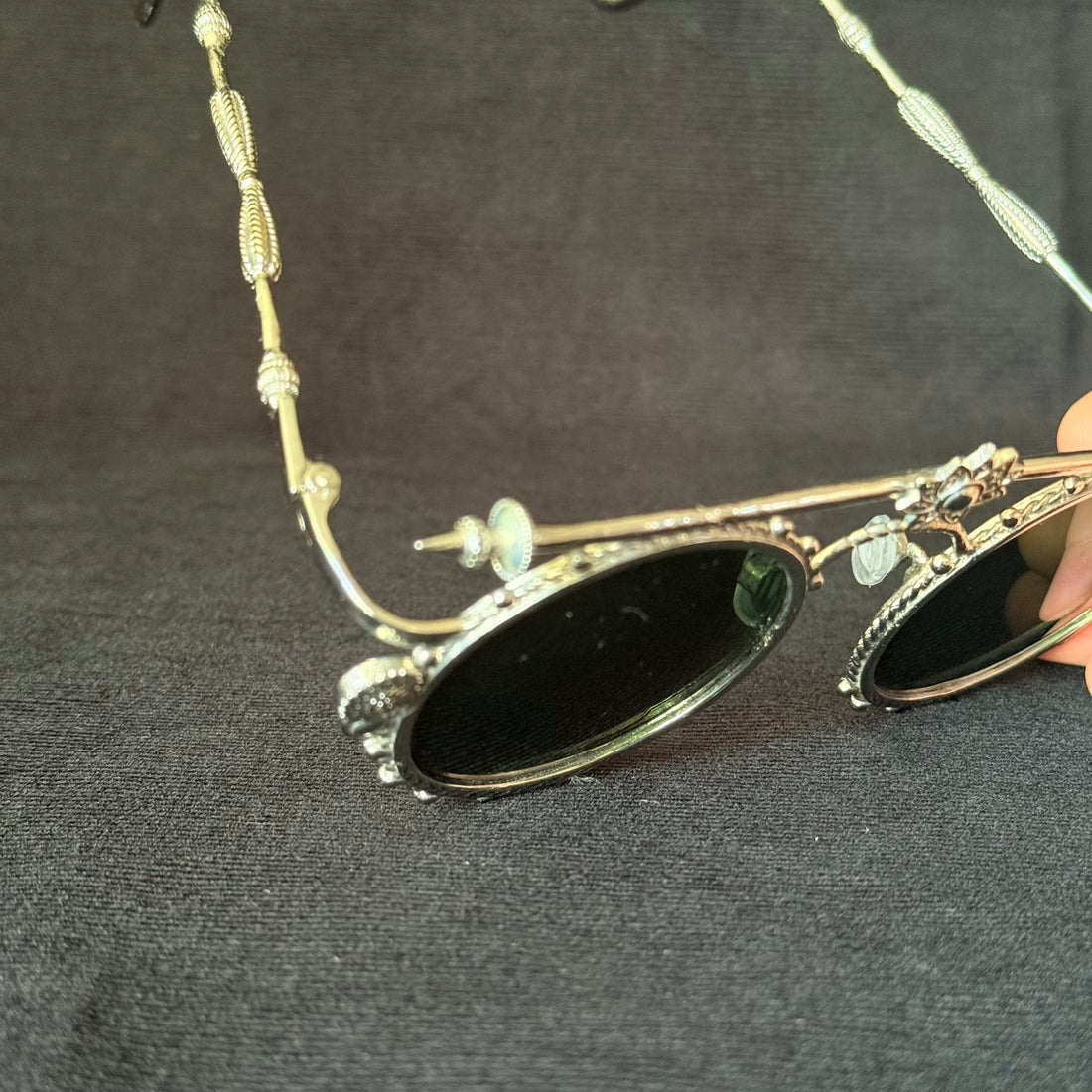 Lotus Bar Round Sunglasses — Silver-Tone