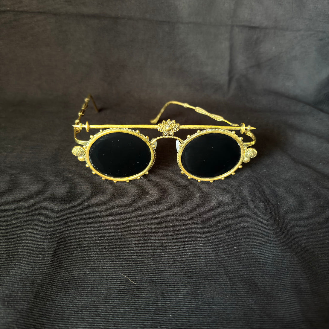 Lotus Bar Round Sunglasses — Brass-Tone