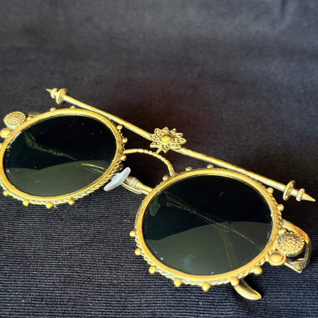 Lotus Bar Round Sunglasses — Brass-Tone