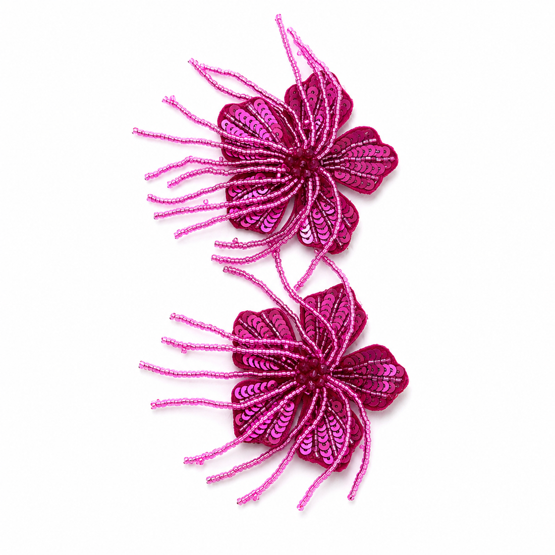 Beaded Flower Statement Earrings