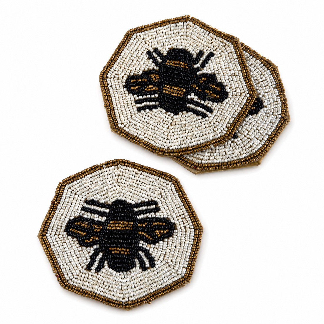 Set of 3 Beaded Bee Coaster