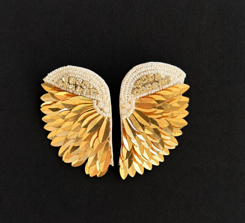 Golden Seraph Wings — Handmade Beaded Statement Earrings