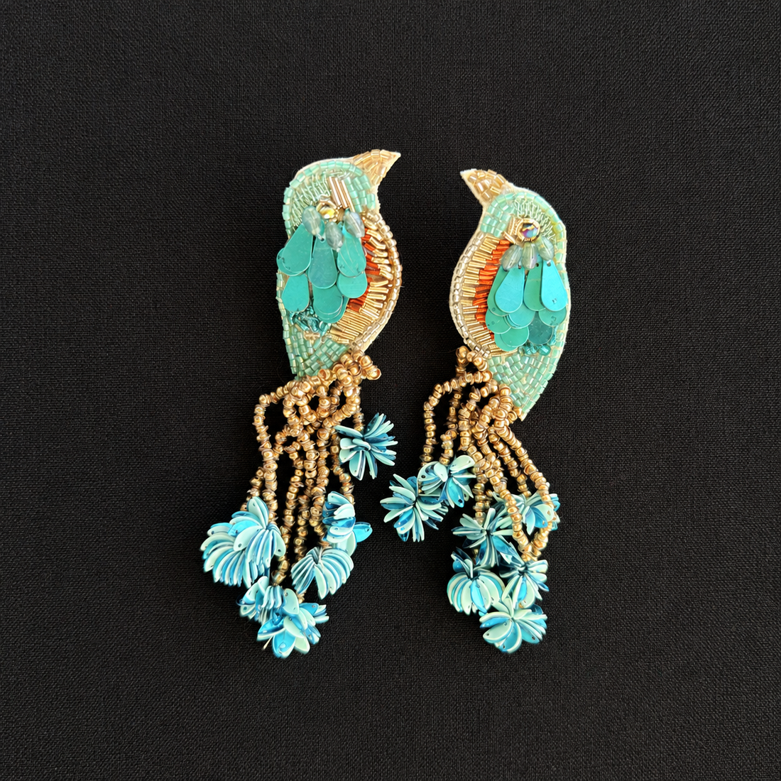 Paradise Birds — Handmade Beaded Statement Earrings