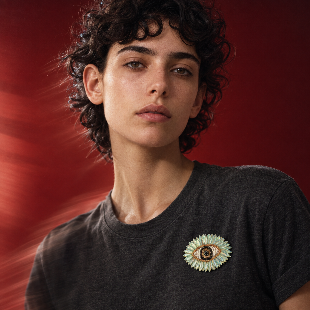 Hypnotic Halo — Handmade Beaded Eye Statement Brooch