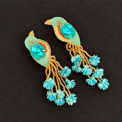 Paradise Birds — Handmade Beaded Statement Earrings